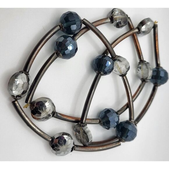 Lot of 3 Silver Navy Stretchy Bracelets 7in - Picture 2 of 3